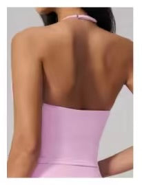 Seamless Strappy Halter Neck Cami w/ Shelf